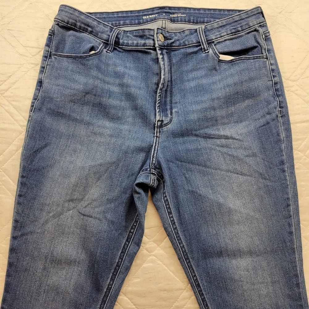 Old Navy High‎ Rise Super Skinny blue jeans size 16 - Picture 3 of 6